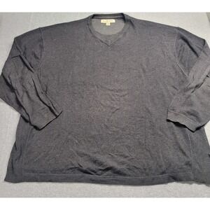 Tommy Bahama Sweater Size XXL‎ Gray V-neck Cardigan 100% Cotton Mens Dress